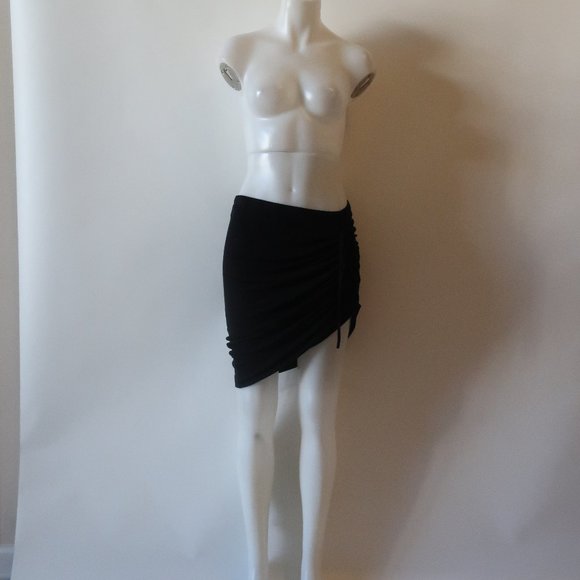WOMENS SPLENDID BLACK MINI SKIRT RUCHED SIDE TIE SKIRT L * COLOR: BLACK SIZE: LA - Picture 6 of 10